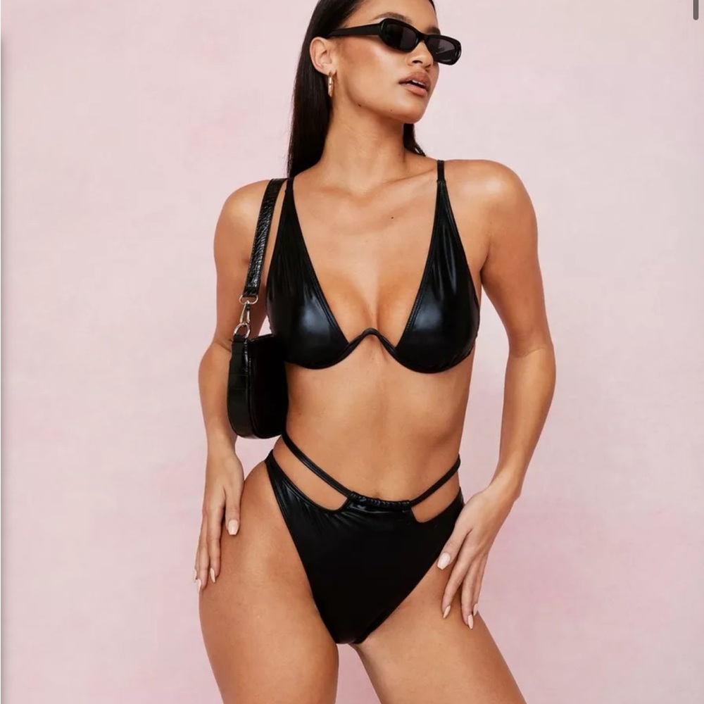 NWT Nasty Gal black Coated Underwire Bikini